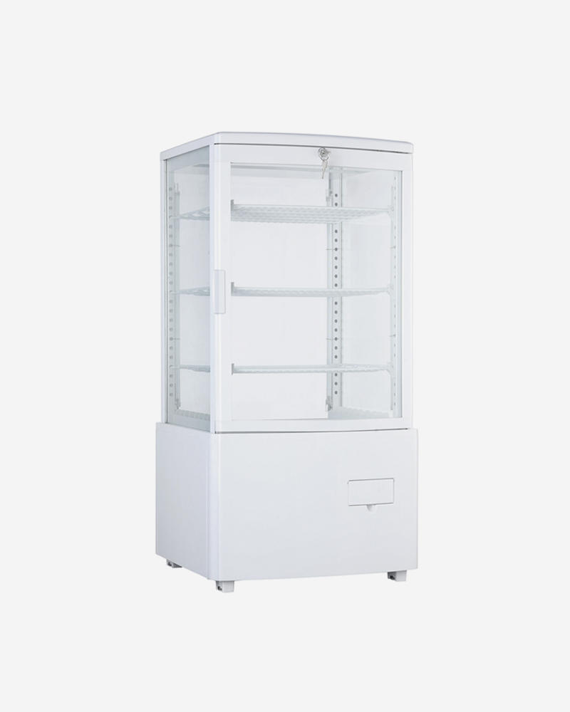 White 4-Sided Glass Refrigerated Display Case
